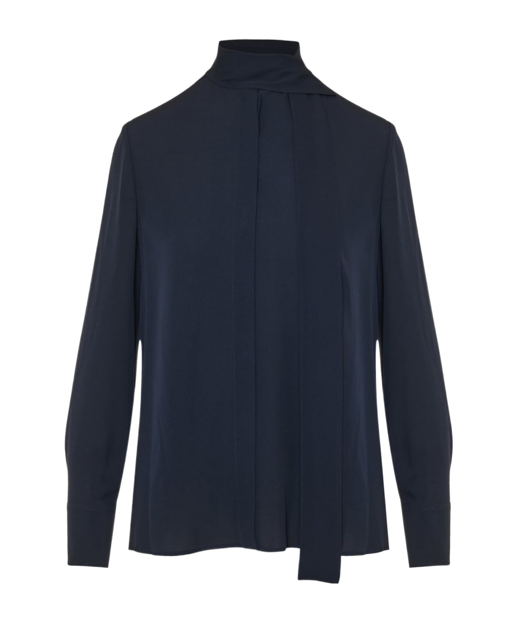 Shop Valentino Scarf Detail Silk Shirt In Black