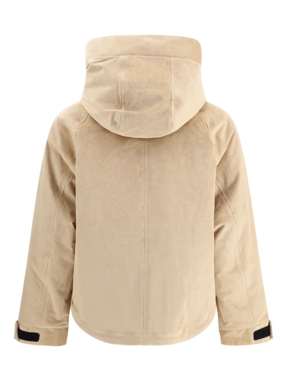 Woolrich Hooded Corduroy Jacket Adjustable Cuffs In Neutral