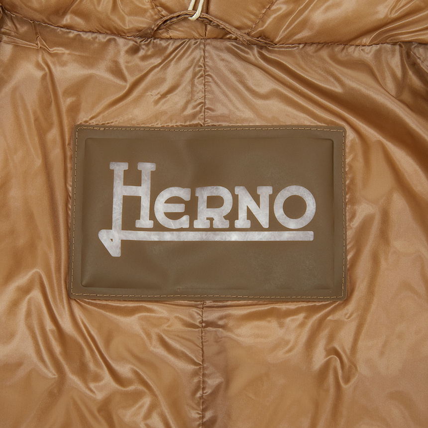 Herno Long-sleeved Down Jacket In Brown