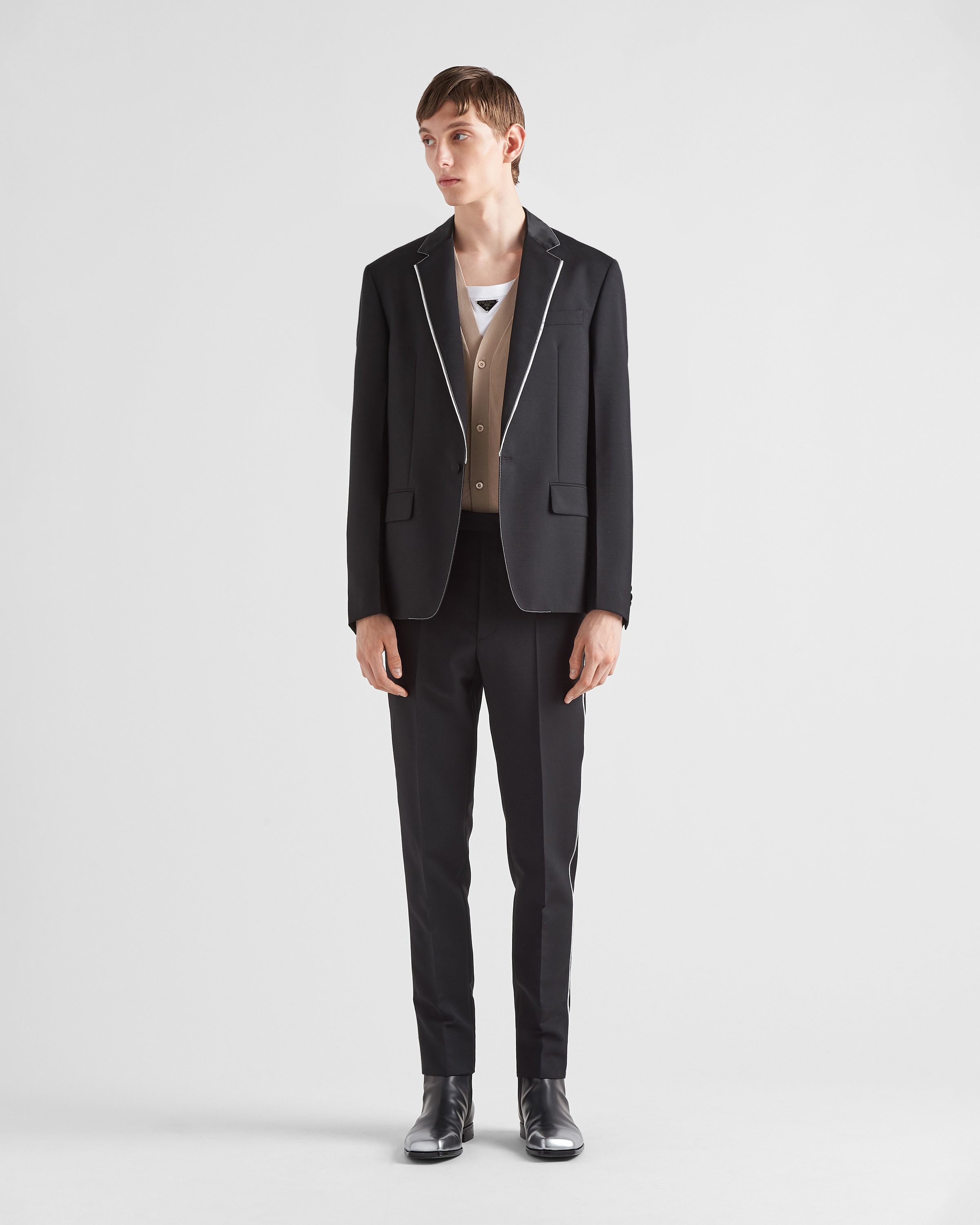 PRADA PRADA CONTRASTED TRIM SINGLE BREASTED JACKET