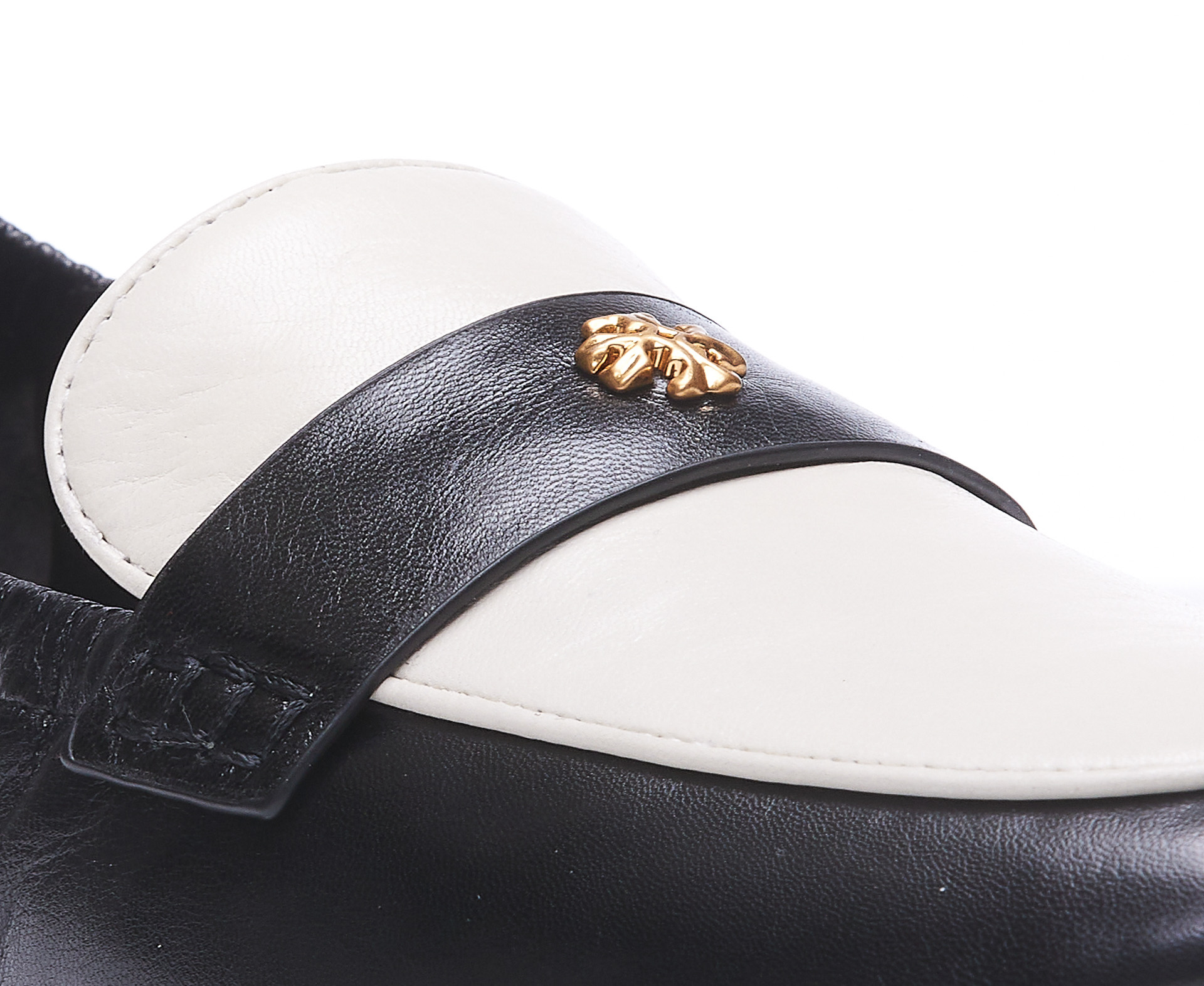 Tory Burch Logo Plaque Color-block Loafers In Black