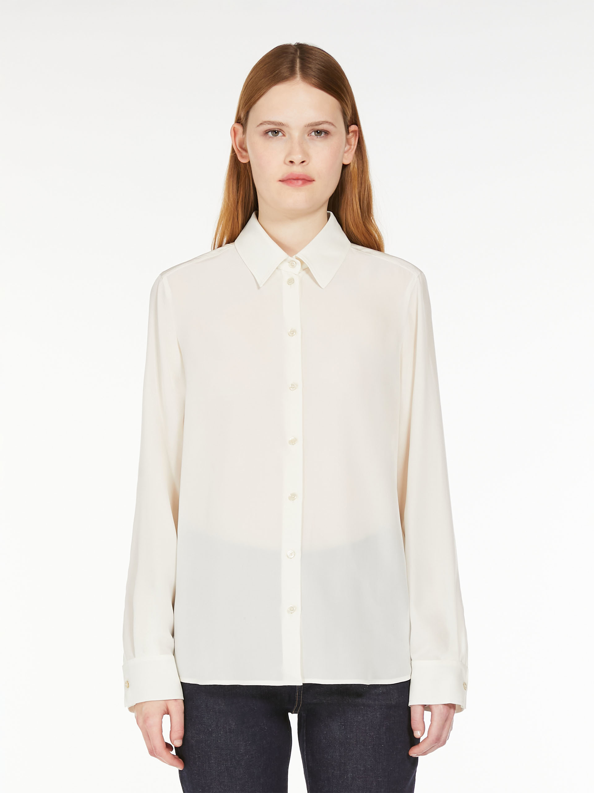 Weekend Max Mara Point-collar Gathered-cuff Shirt In White