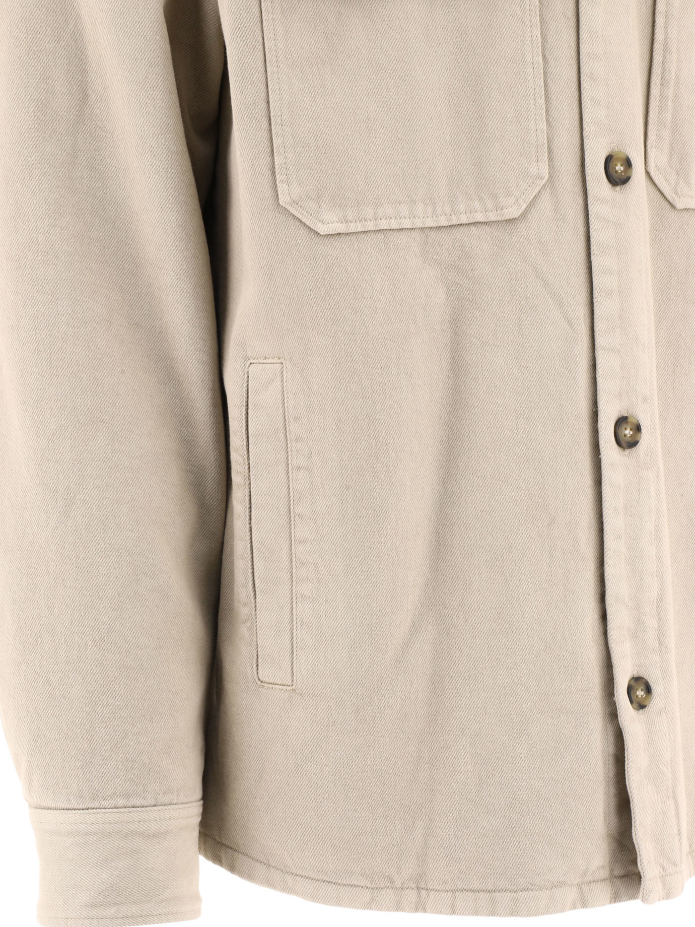 Apc Long Sleeved Buttoned Overshirt In Nude