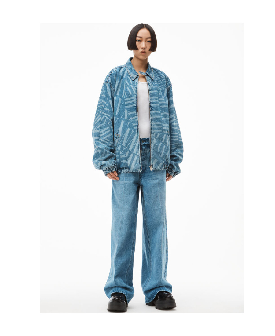 ALEXANDER WANG LOGO-PRINT DENIM JACKET