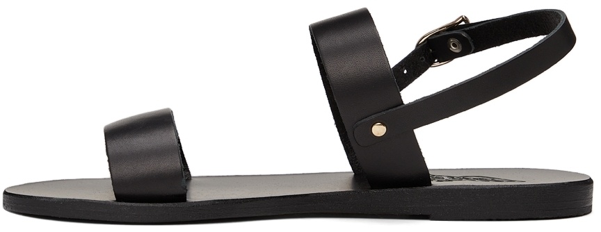 Ancient Greek Sandals Black Leather Clio Sandals