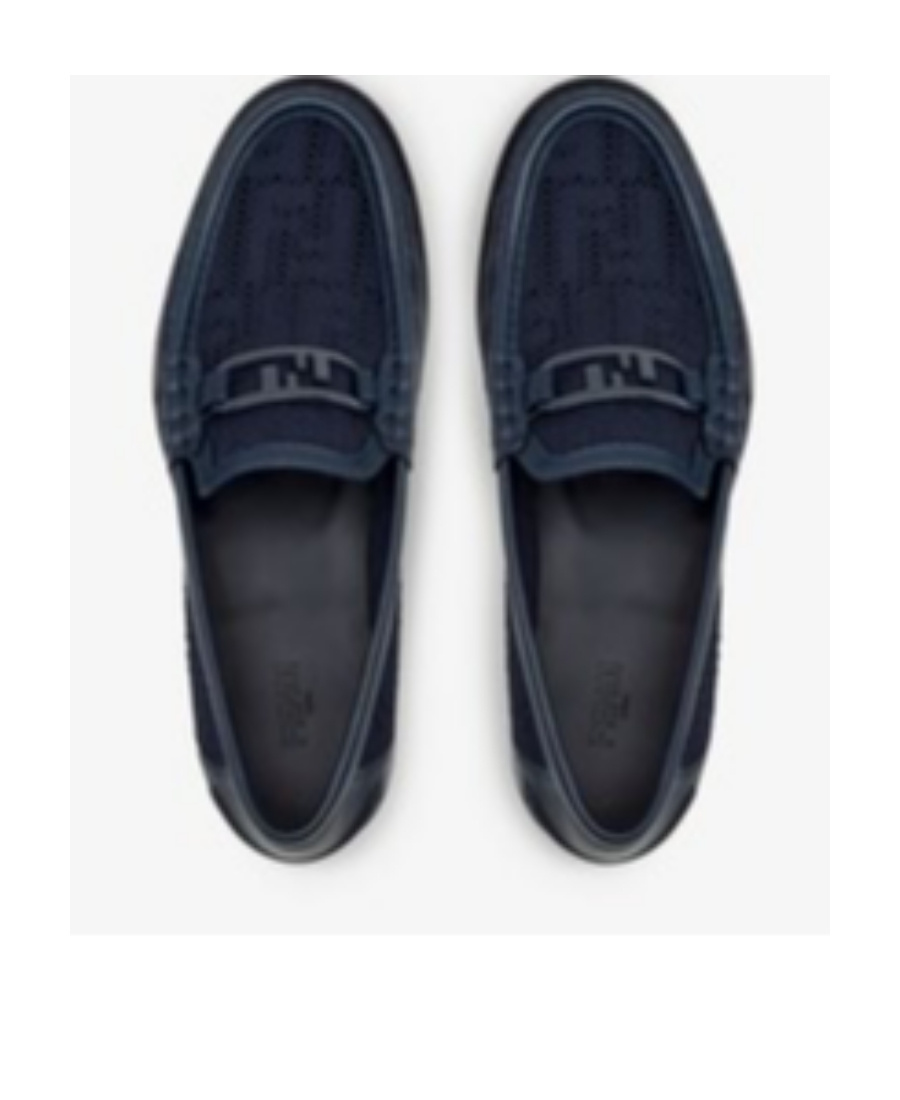 Fendi Blue Knit Loafers In Black