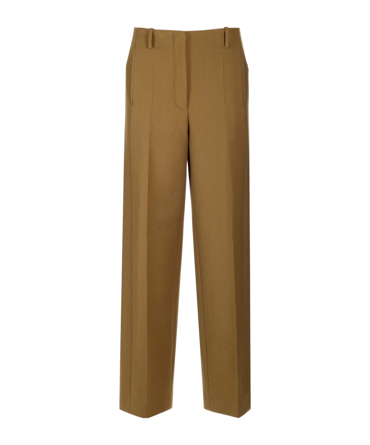 Tory Burch Pressed-crease Wool-blend Tailored Trousers In Brown