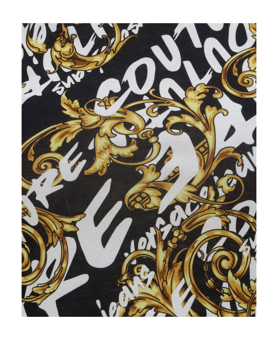 Versace Jeans Garland-print Cropped T-shirt In Multi