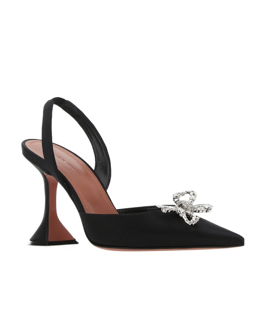 Amina Muaddi Womens Black Rosie Crystal-embellished Leather Sling-back Courts In Black