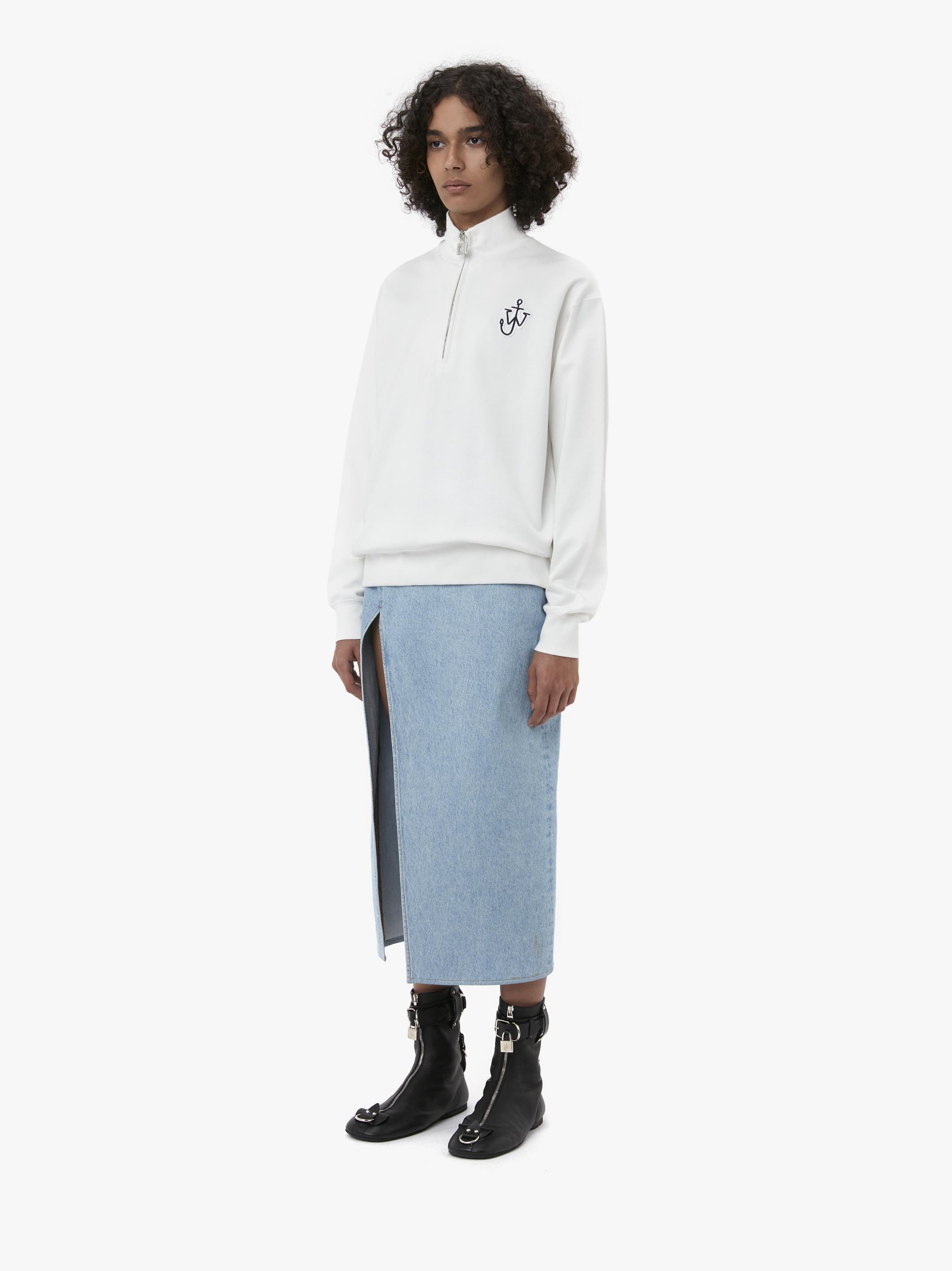 Jw Anderson Padlock Half Zip Sweatshirt In White