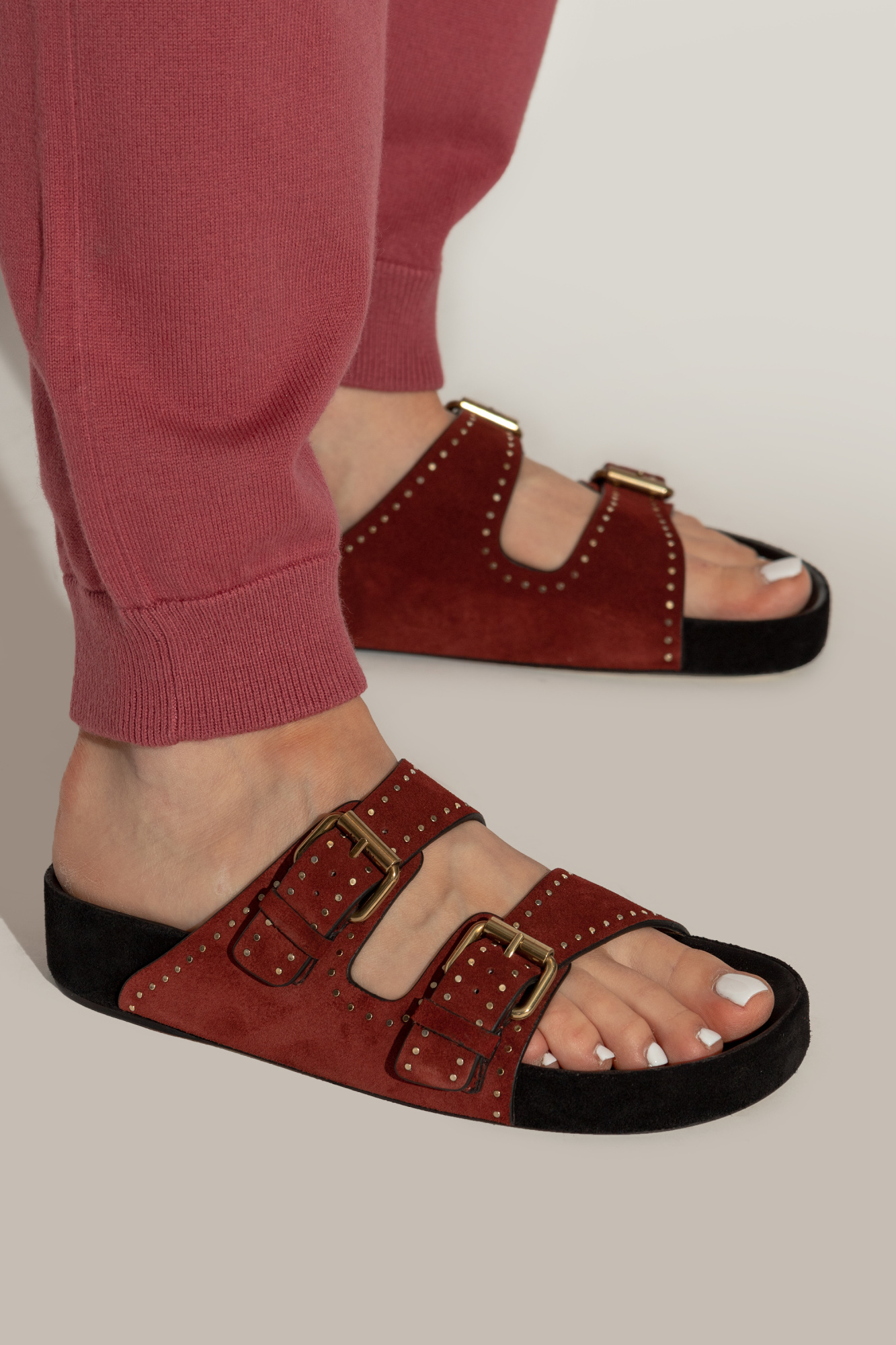 Isabel Marant Lennyo Suede Buckle Sandals In Brown