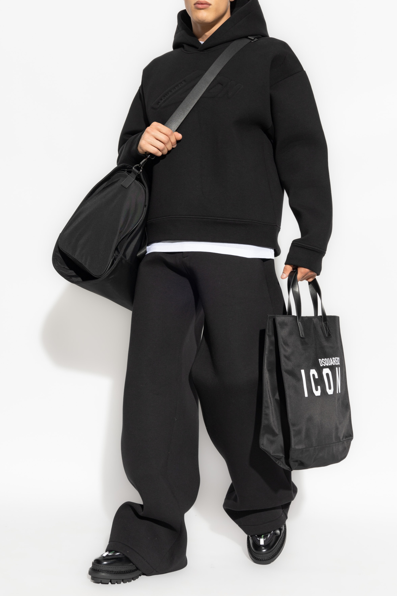 Dsquared2 Logo-embossed Cotton Hoodie In Black