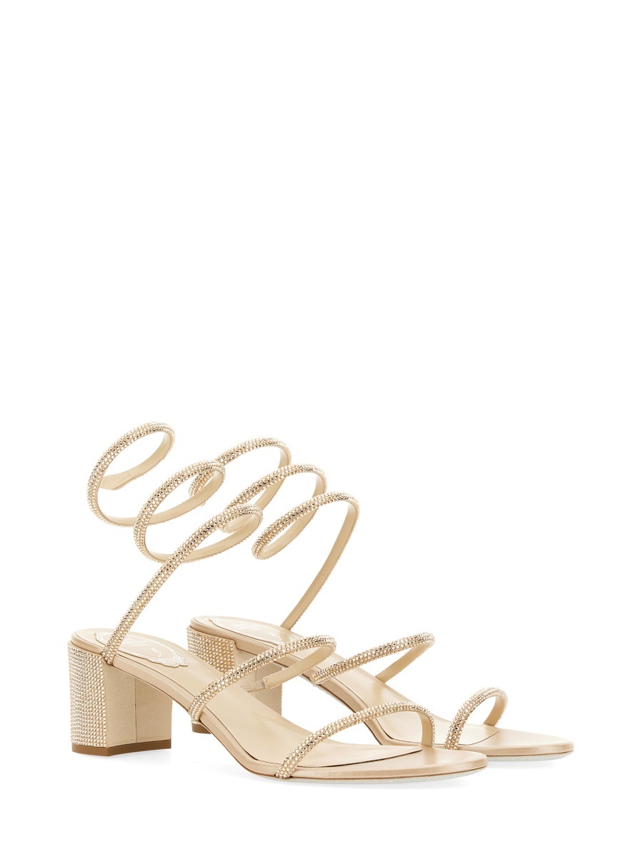René Caovilla Rene Caovilla Cleo Ankle Strap Embellished Sandals In Nude
