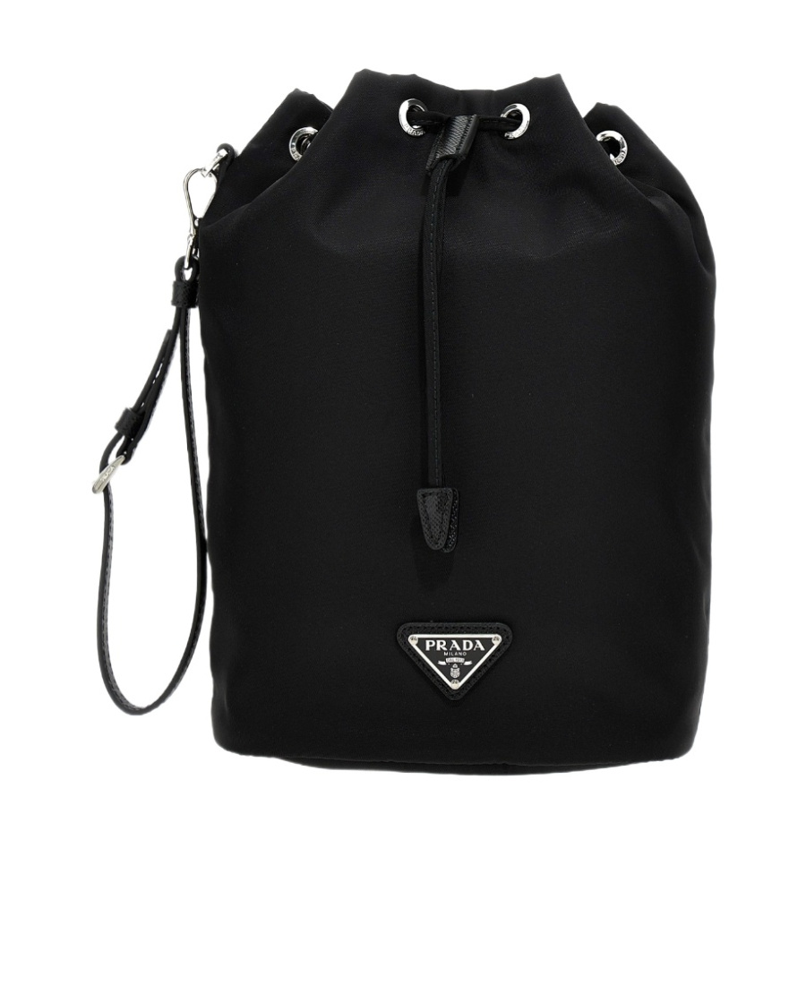 Prada Nylon Clutch With Detachable Strap And Reinforced Base In Black