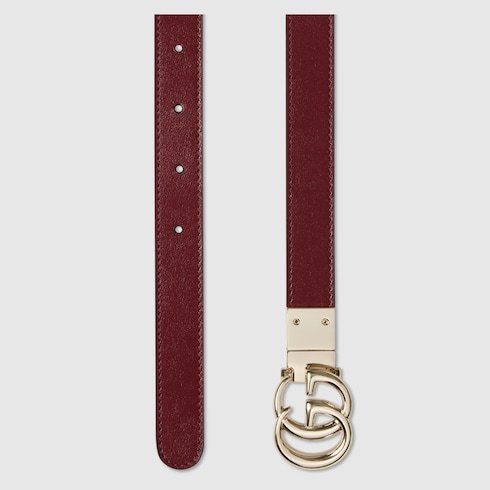 Gucci Reversible Gg Marmont Thin Belt In Brown