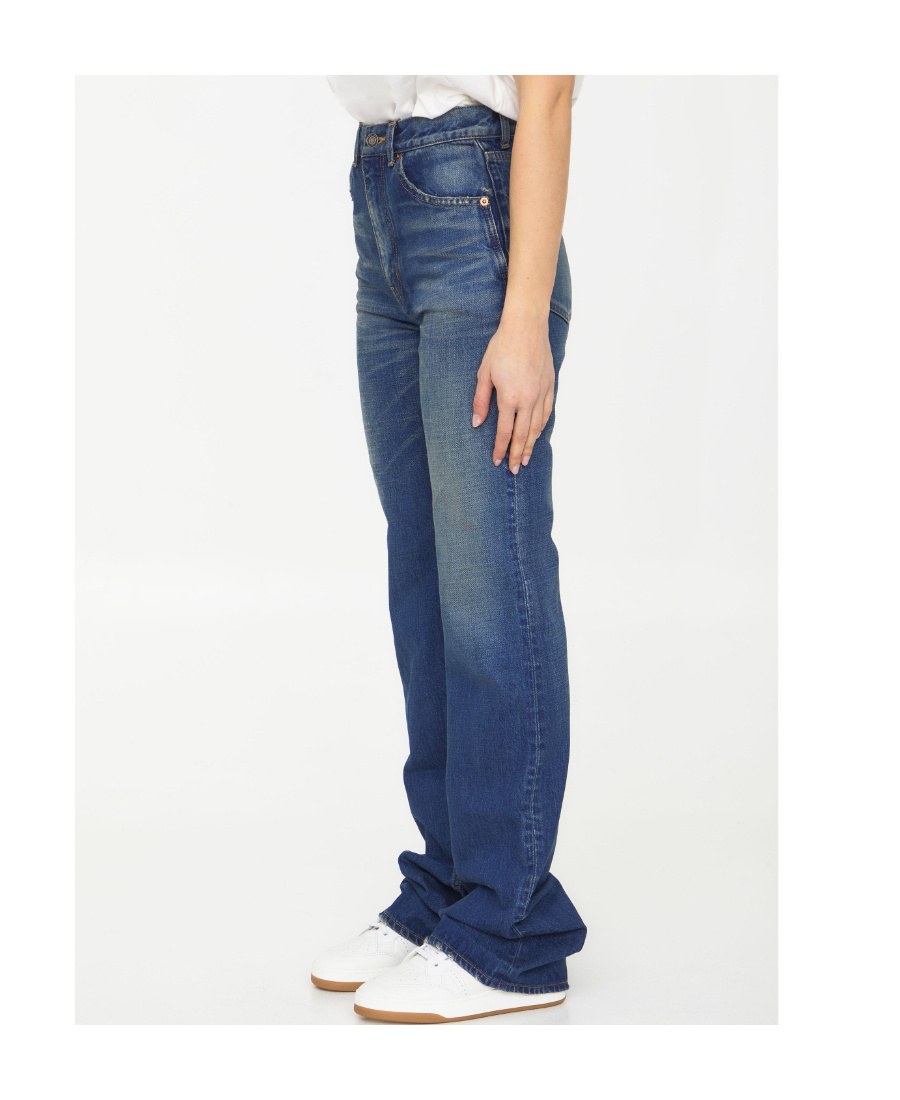 Saint Laurent Flared High-waisted Jeans In Blue