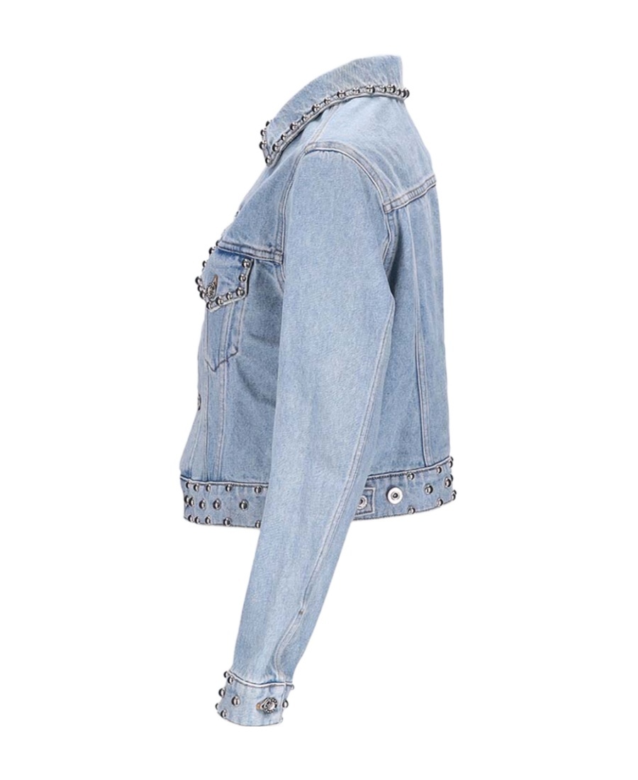 Rabanne Lapel Long-sleeved Denim Jacket In Blue