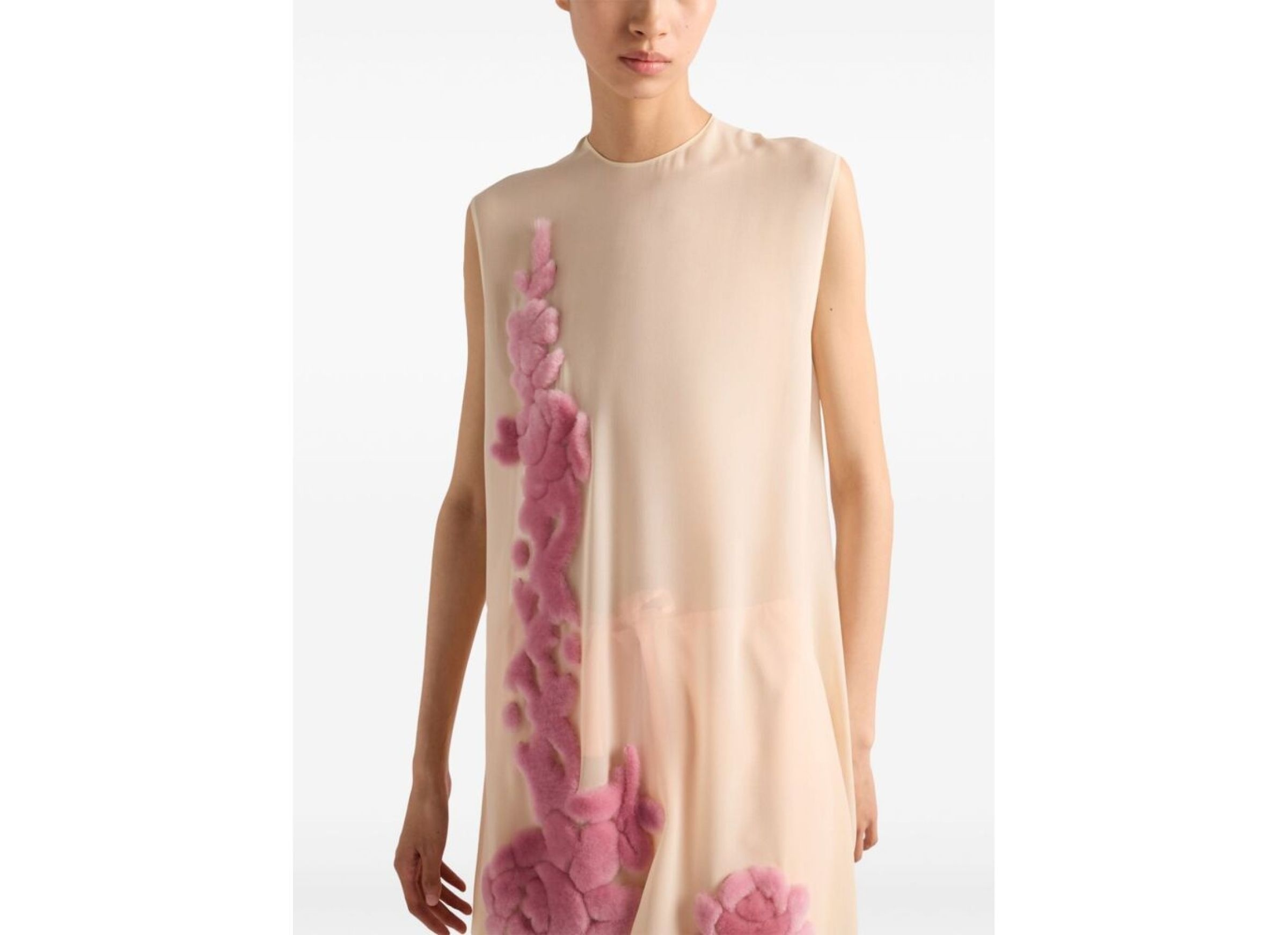 Prada Georgette Midi Dress In Pink