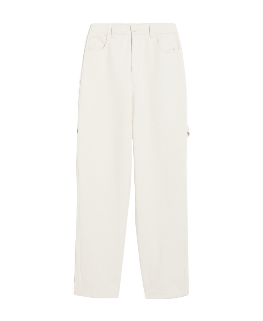 Max Mara Casual Pants With Logo Affixed In White
