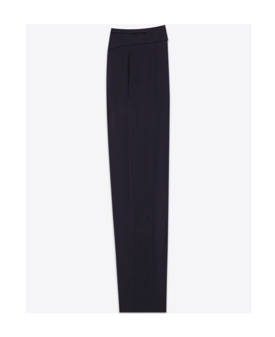 Saint Laurent Silk Tailored Trousers In Black