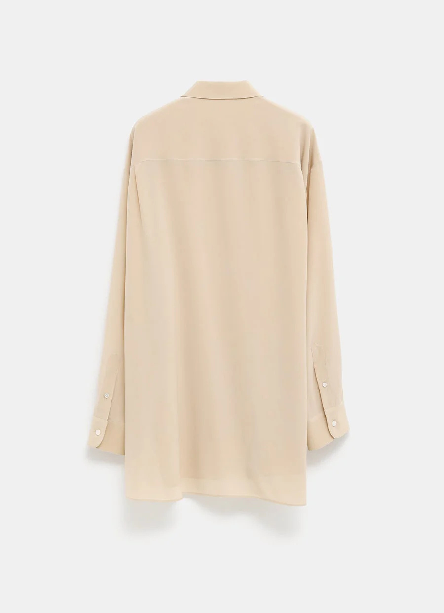 The Row Andra Oversized Silk Shirt In Brown