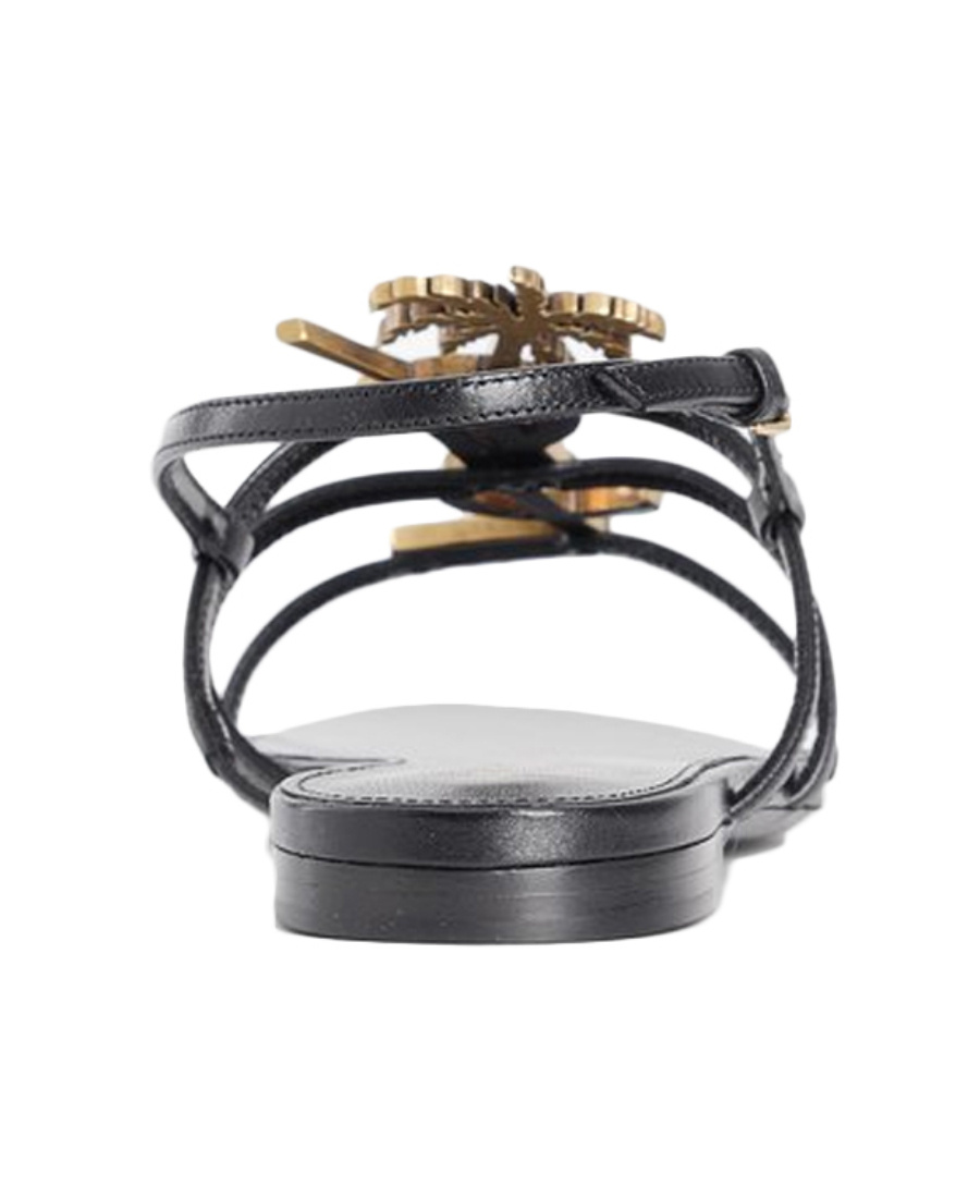 Saint Laurent Black Patent Cassandra Open Sandals