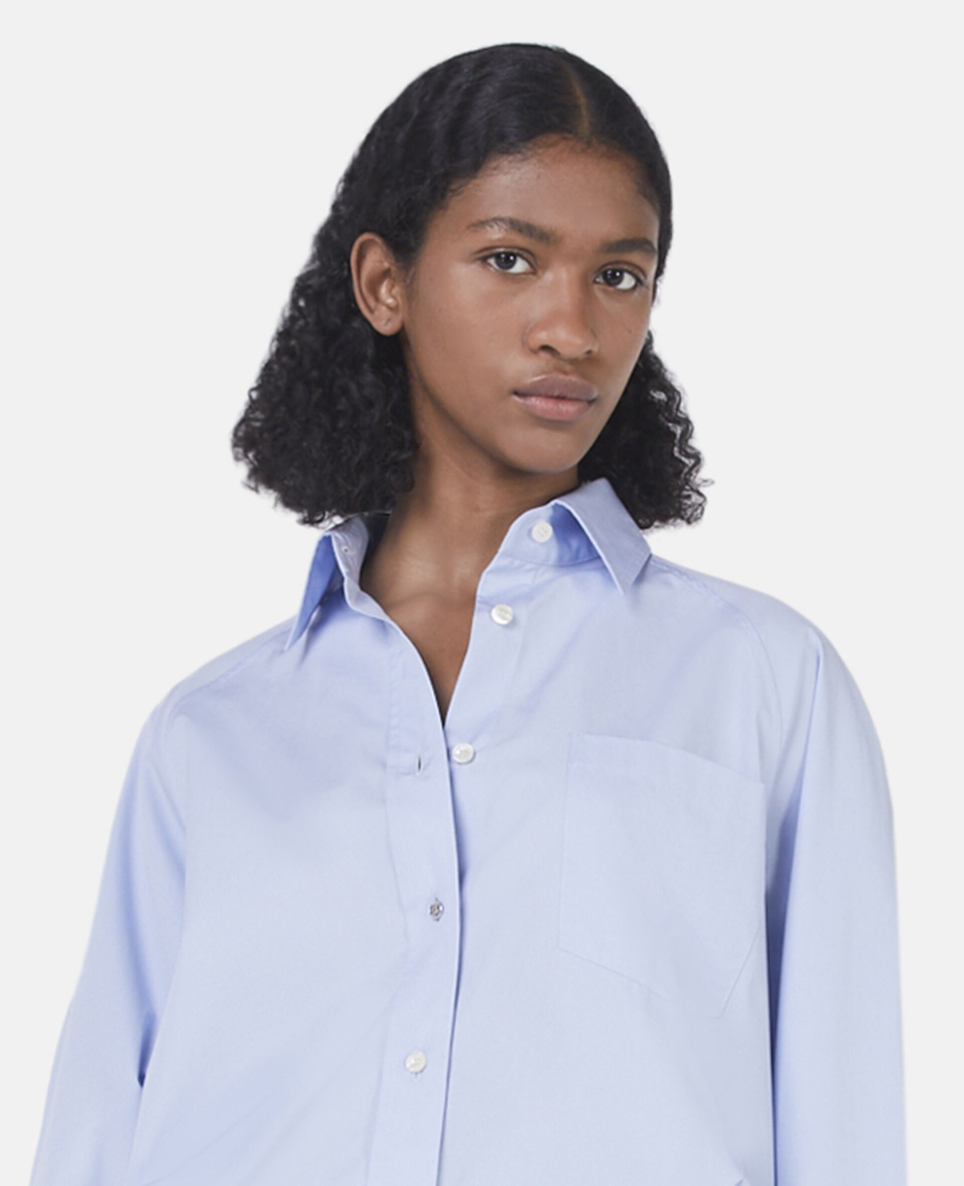Stella Mccartney Oversized Long-sleeve Cotton Shirt In Blue