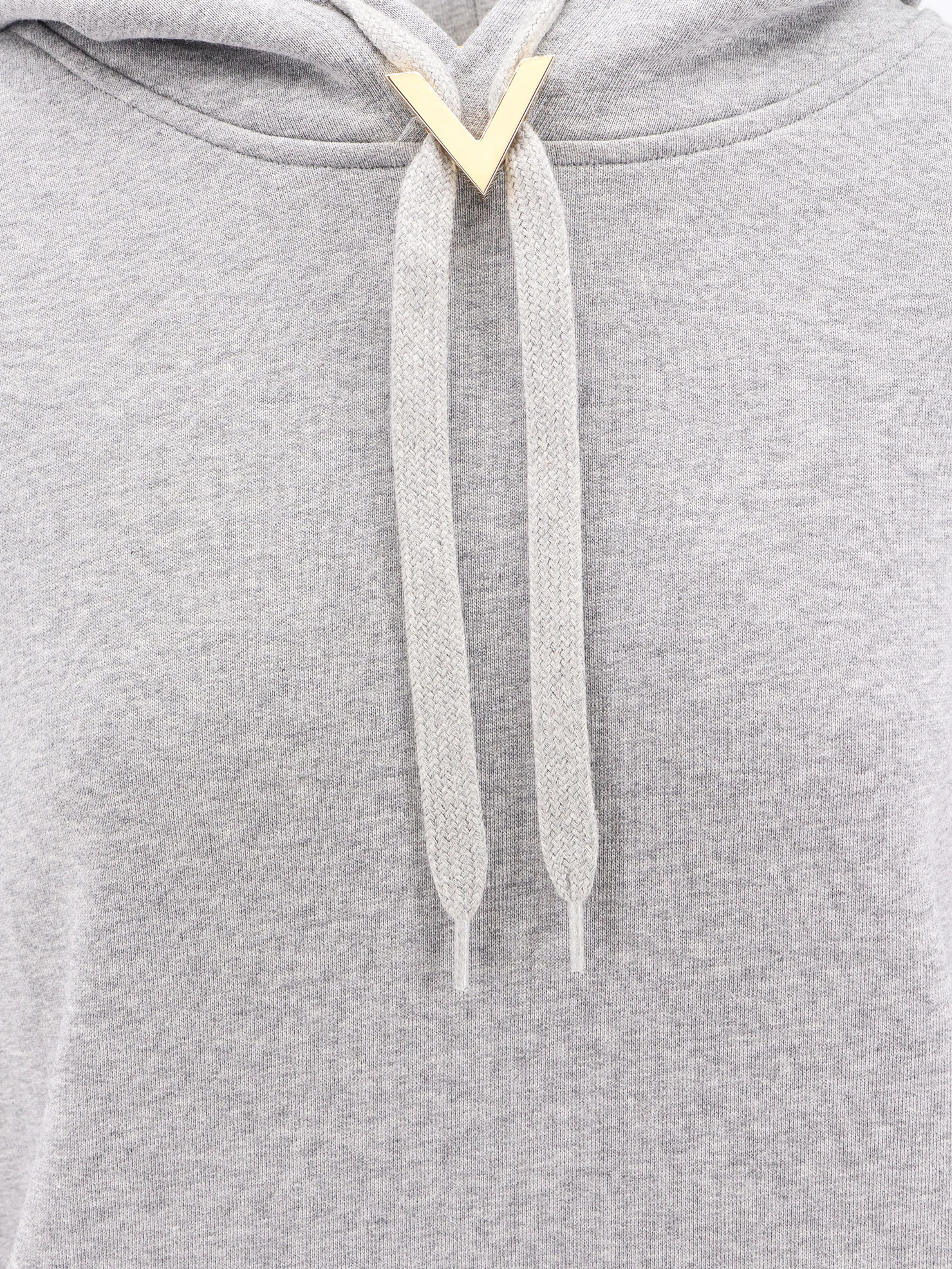 Shop Valentino Vgold-detail Hoodie In Gray