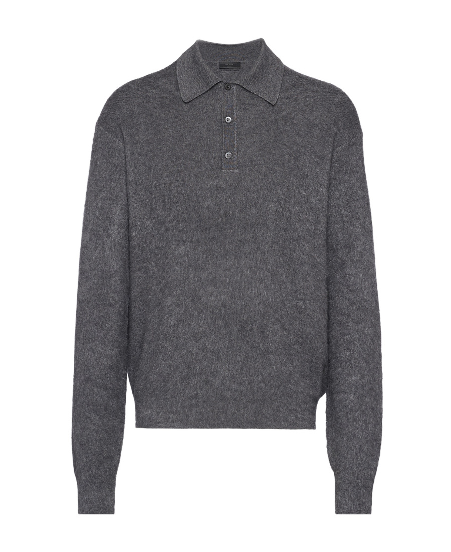 Prada Kaschmirpullover Mit Poloshirtkragen In Gray