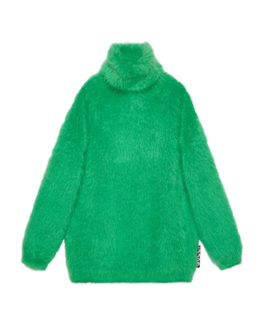 Gucci Mohair-blend Mini Sweater Dress In Green