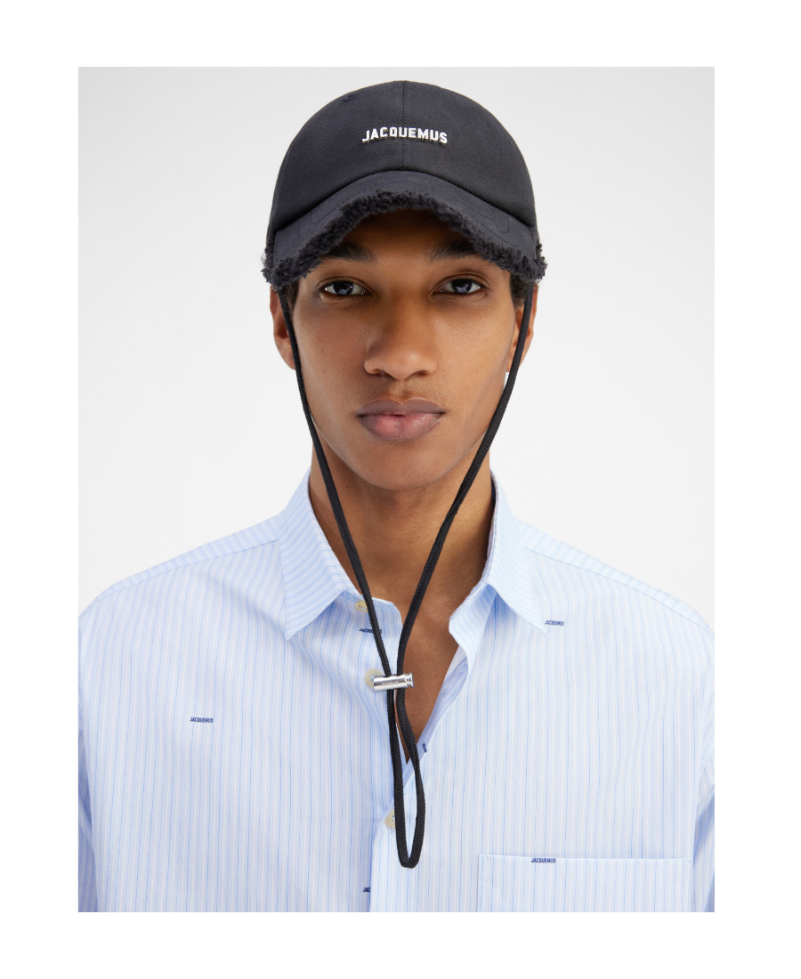 Jacquemus Le Casquette Artichaut Black Baseball Cap With Drawstring In Cotton Man In Black
