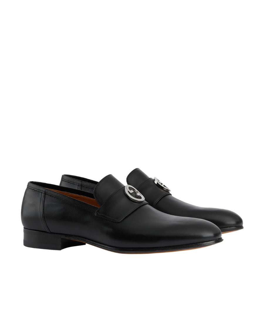 Gucci Logo Plaque Loafers In Black
