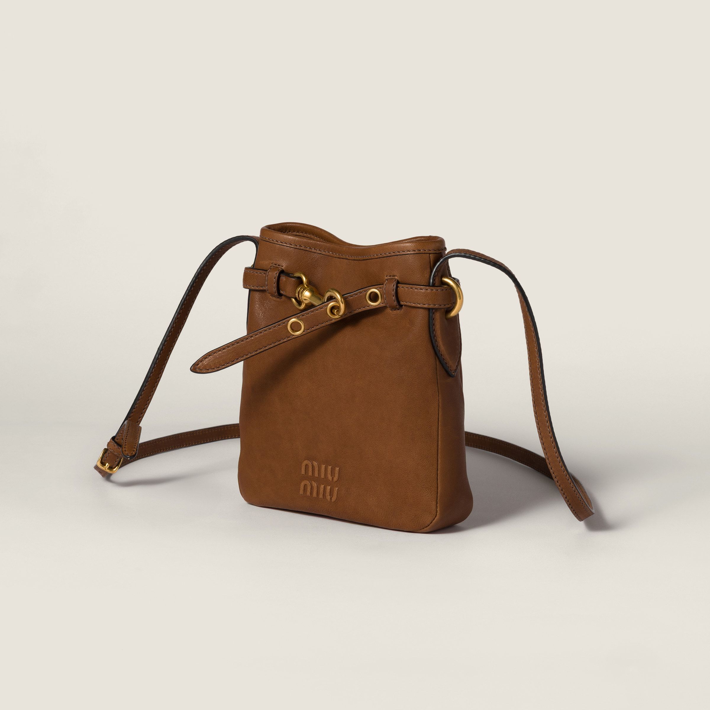 Miu Miu Leather Strap Pouch In Brown