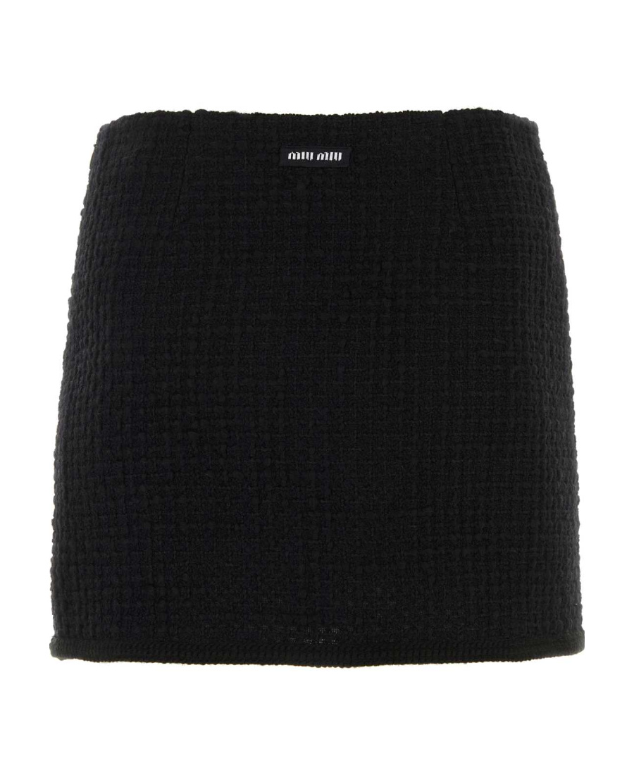 Miu Miu Skirt With Front Pockets And Textured Fabric In Black