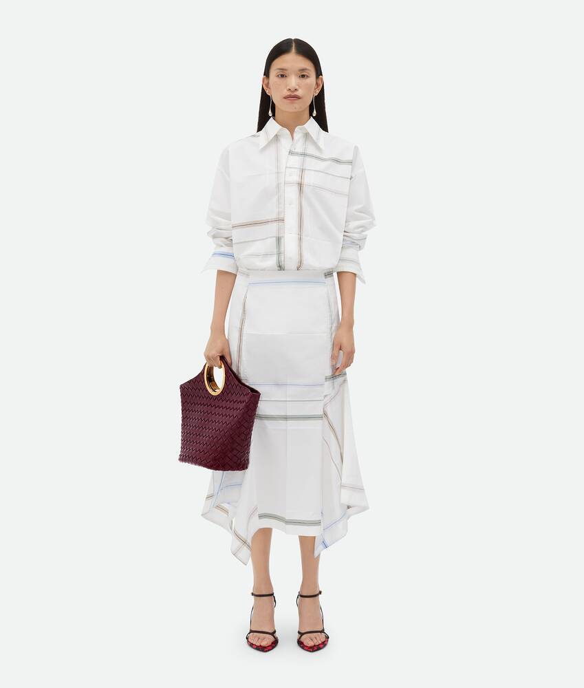 Bottega Veneta Womens White Blue Green Tau Checked Dropped-shoulder Relaxed-fit Cotton Shirt In White