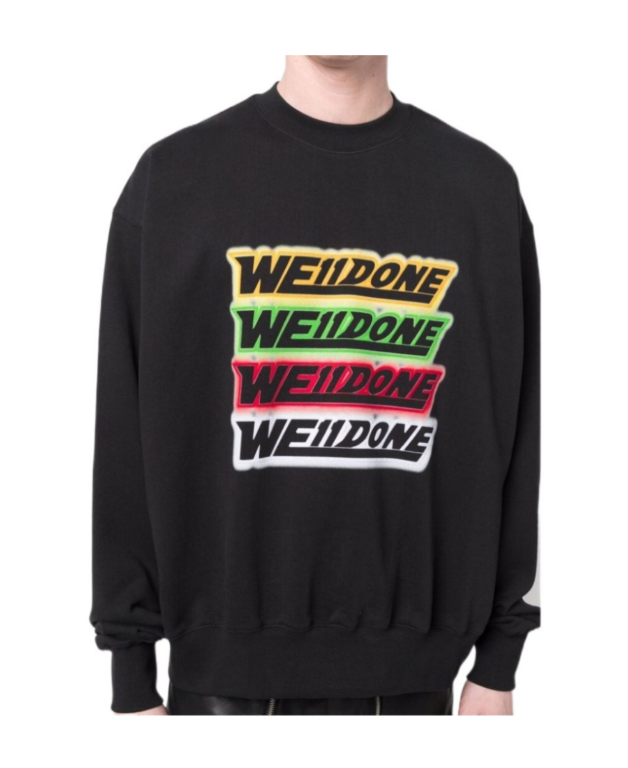 We11 Done Logo-embroidered Cotton Sweatshirt In Black