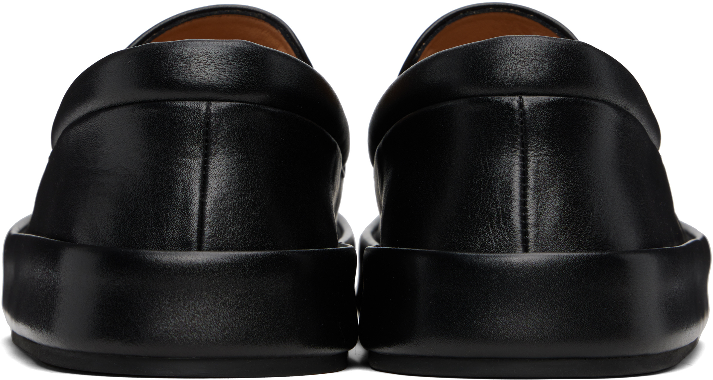Marsèll Minimalist Black Calfskin Slip-on Slippers With Rubber Sole In Black
