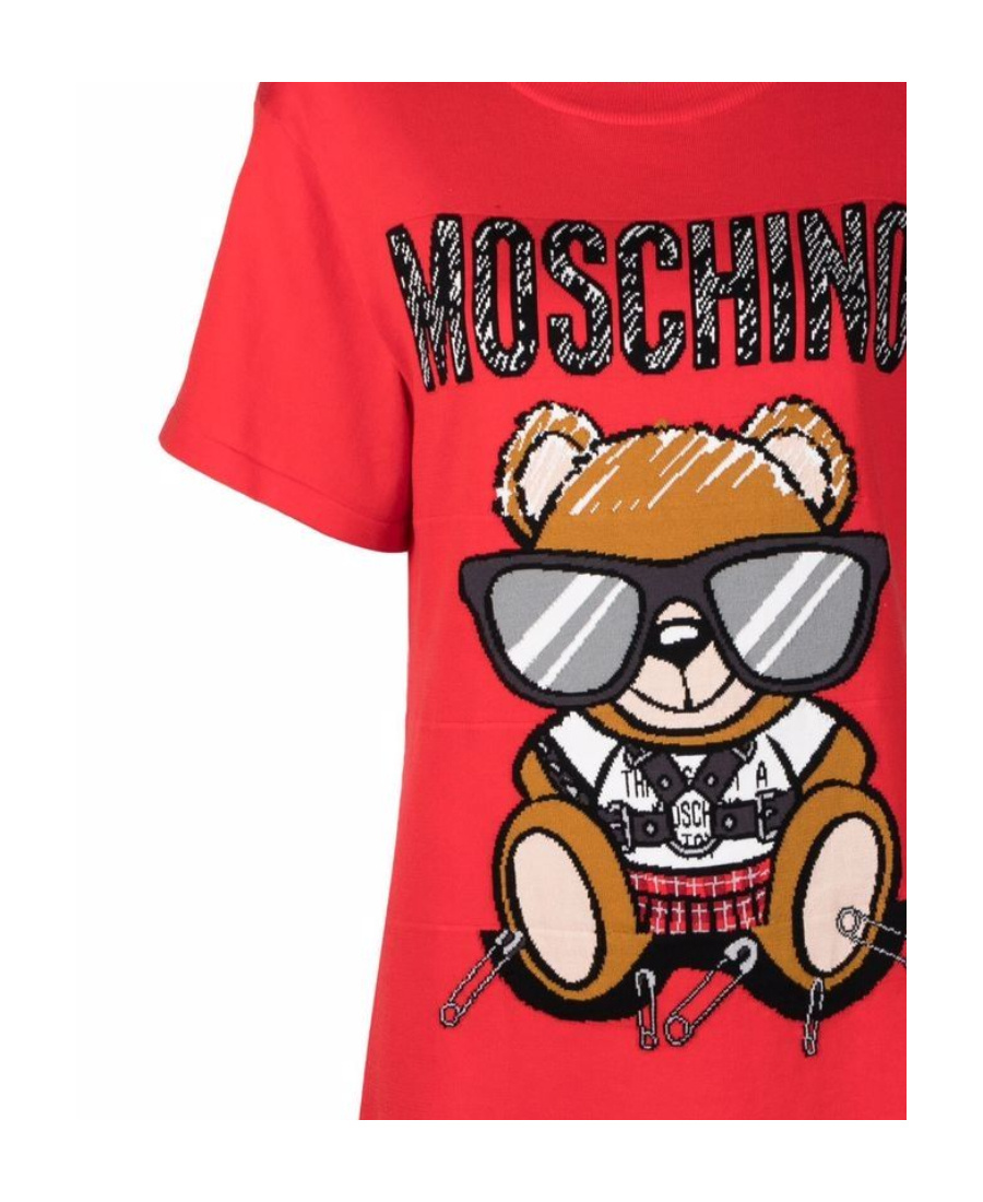 Moschino Teddy Print T-shirt Dress In Black