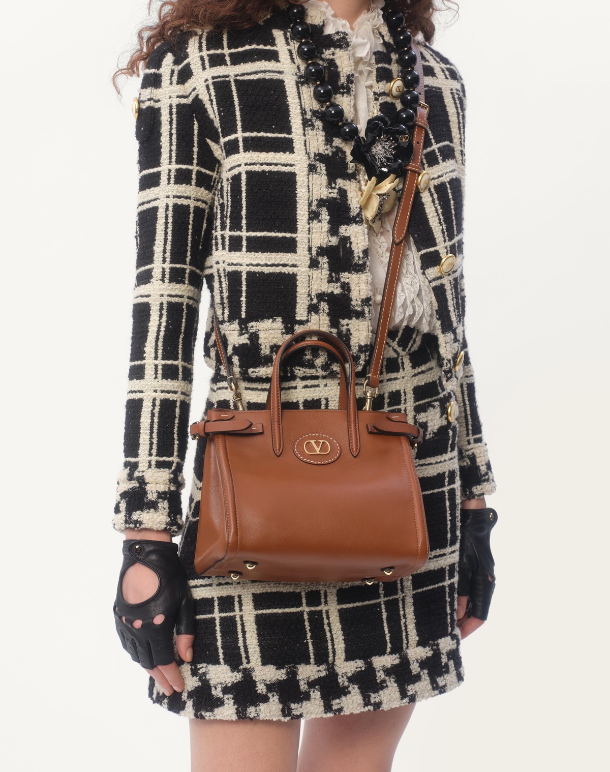 Valentino Garavani Brown Leather Antibes Shopping Bag