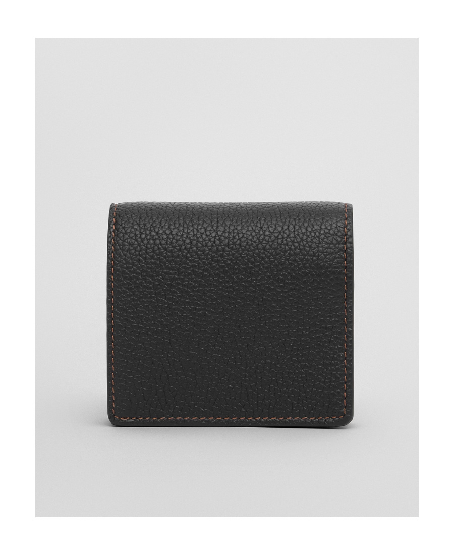 Burberry Grainy Leather Tb Bi-fold Wallet In Black