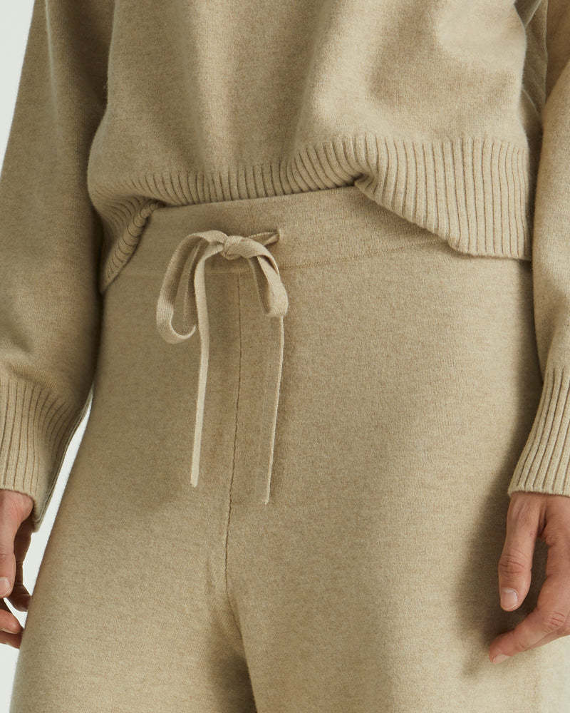 Yves Salomon Wide-leg Wool Casual Pants In Nude