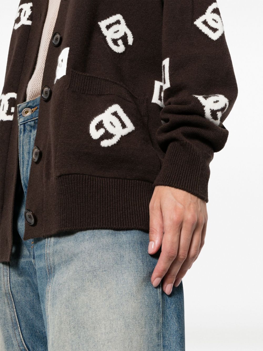 Dolce & Gabbana Dg Monogram Cardigan In Black