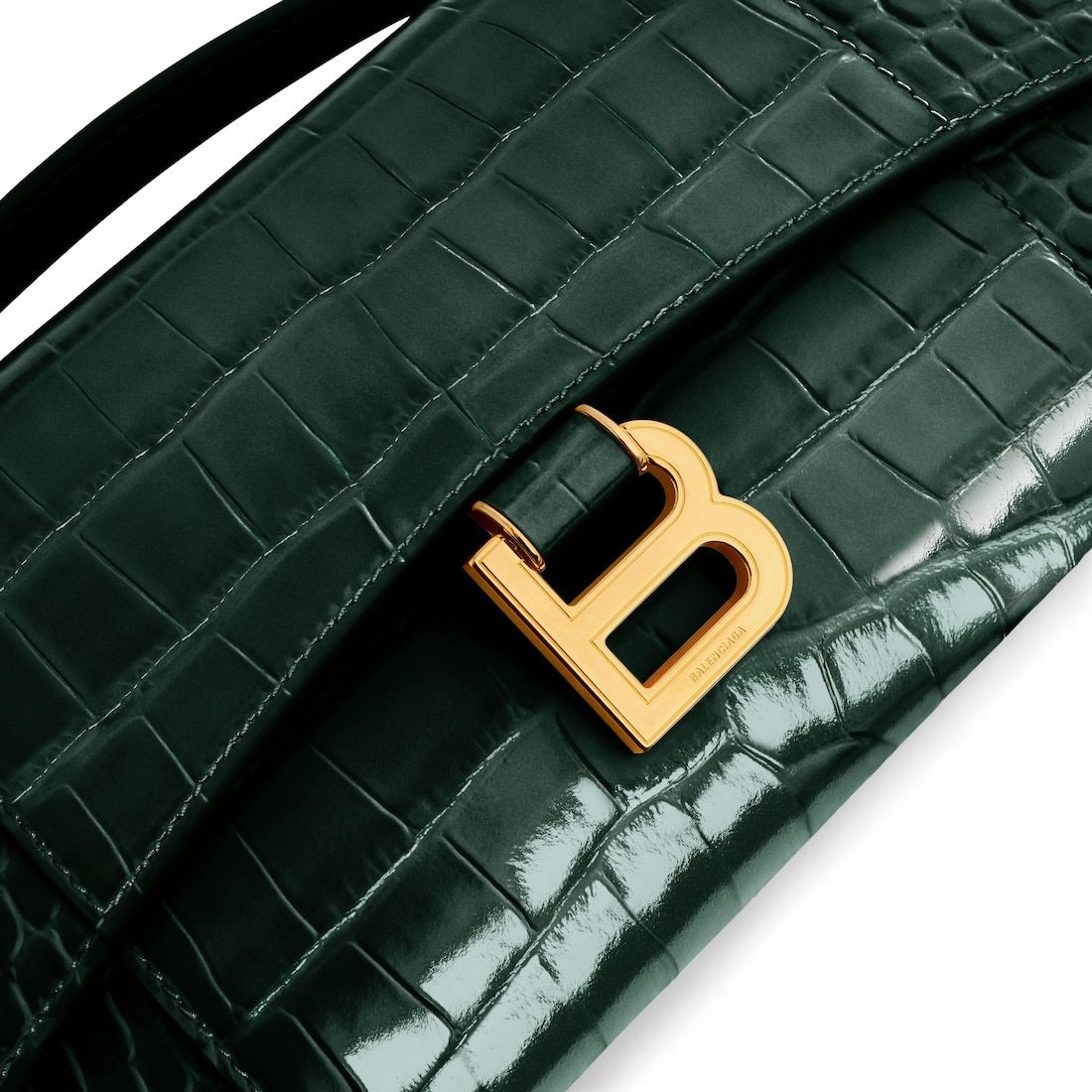 Balenciaga Women's Hourglass Pochette With Chain In Forest Green