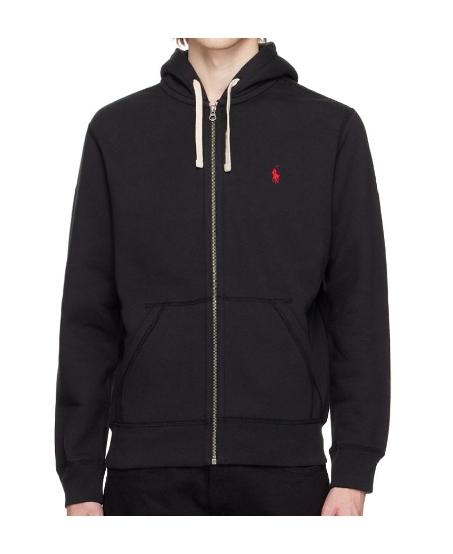 Polo Ralph Lauren Cotton-blend Zip Hoodie In Black