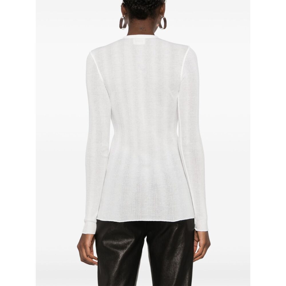 Khaite Fine-ribbed Long-sleeve T-shirt In White