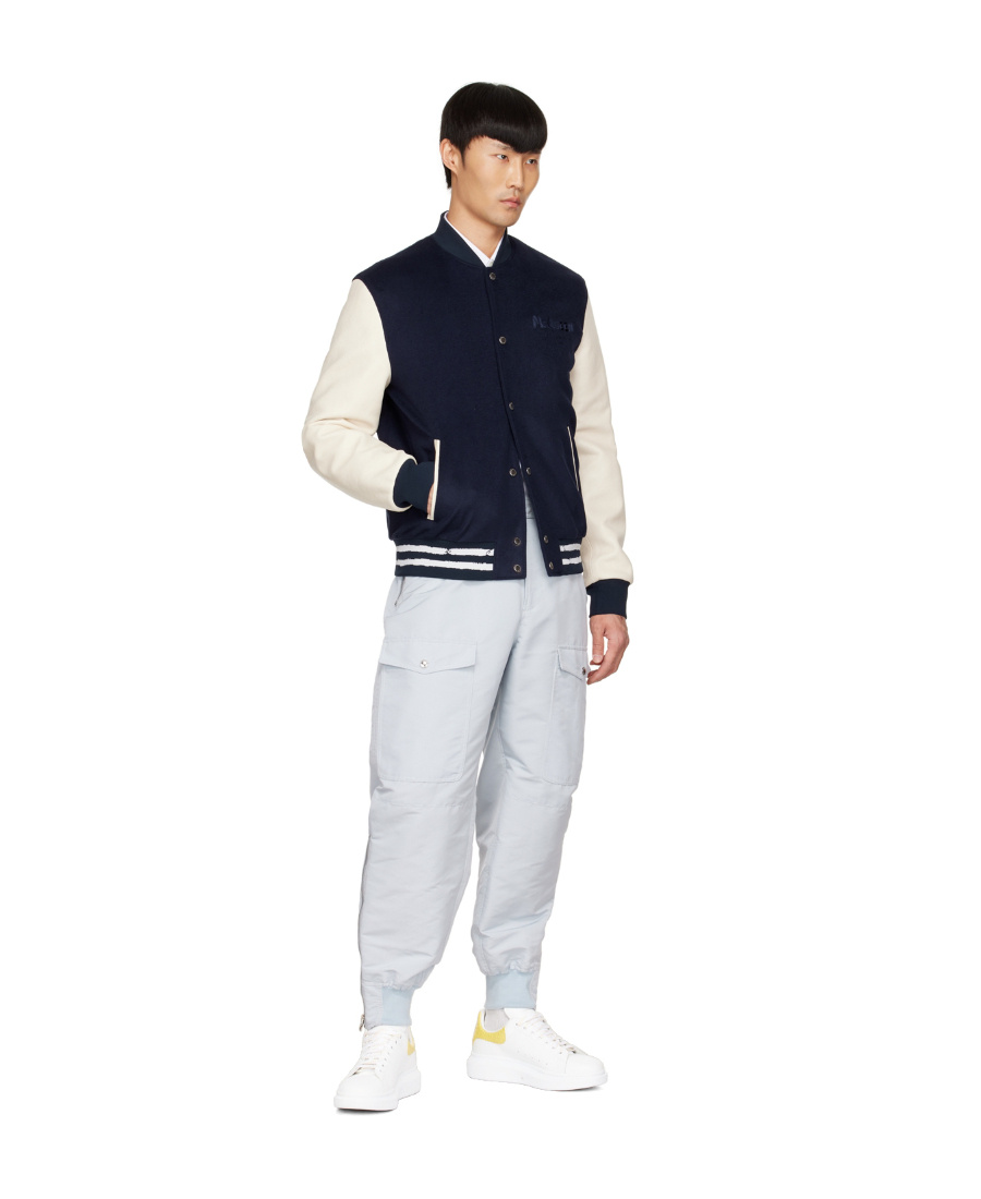 Alexander Mcqueen Blue Recycled Polyester Cargo Pants In White