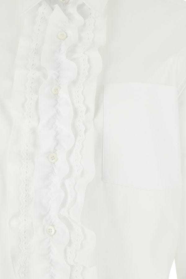 Prada Poplin Ruffled Shirt In White
