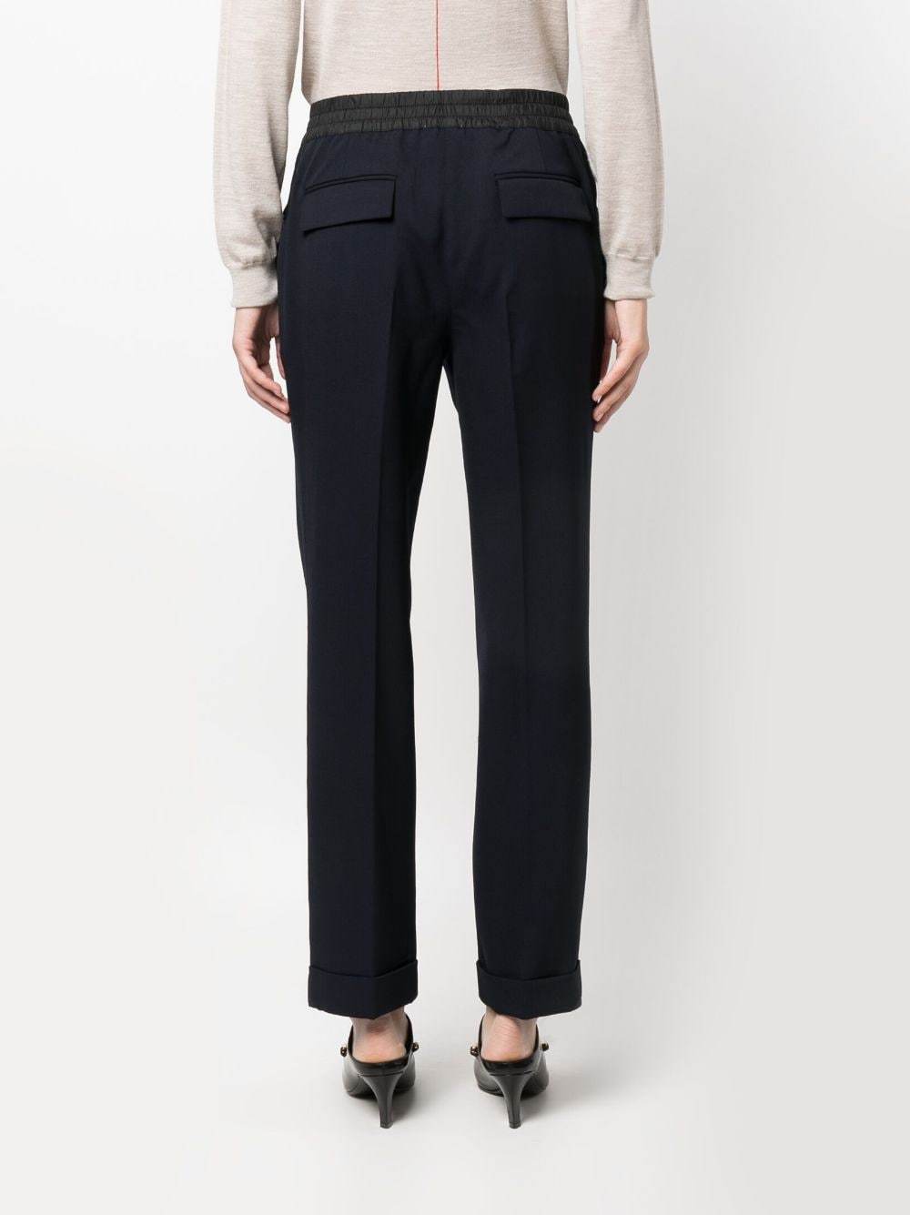 P.a.r.o.s.h Wool Blend Straight-leg Trousers With Cuffed Hem In Black