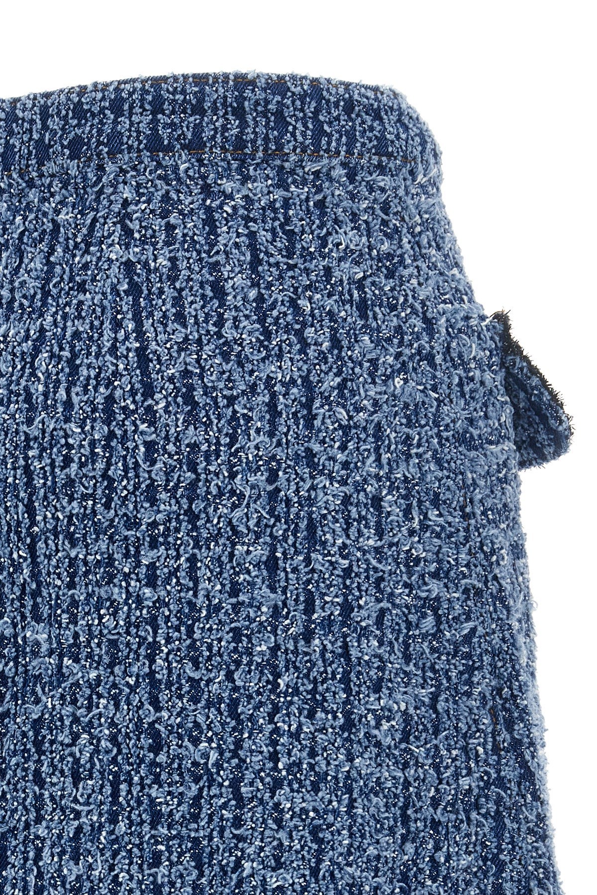 Self-portrait Light Blue Mini Skirt With Patch Pockets In Blue