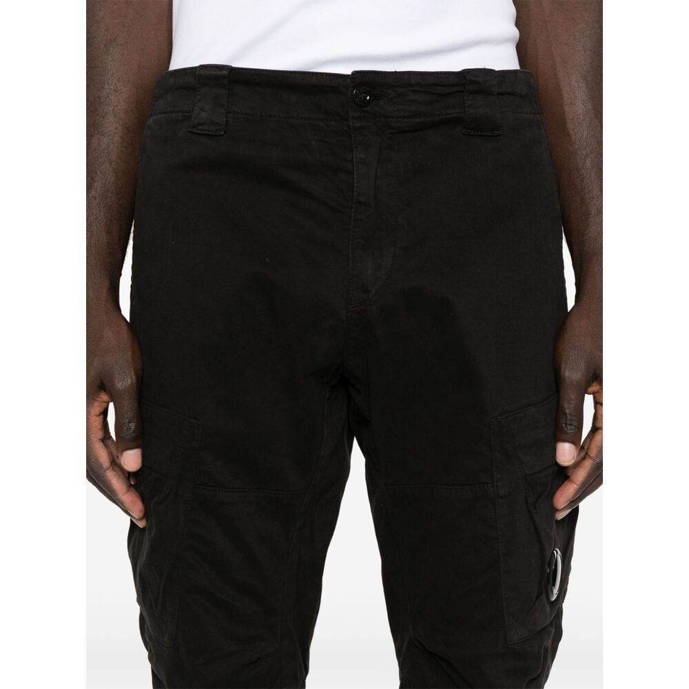 C.p. Company Lens Tapered-leg Cargo Trousers In Black